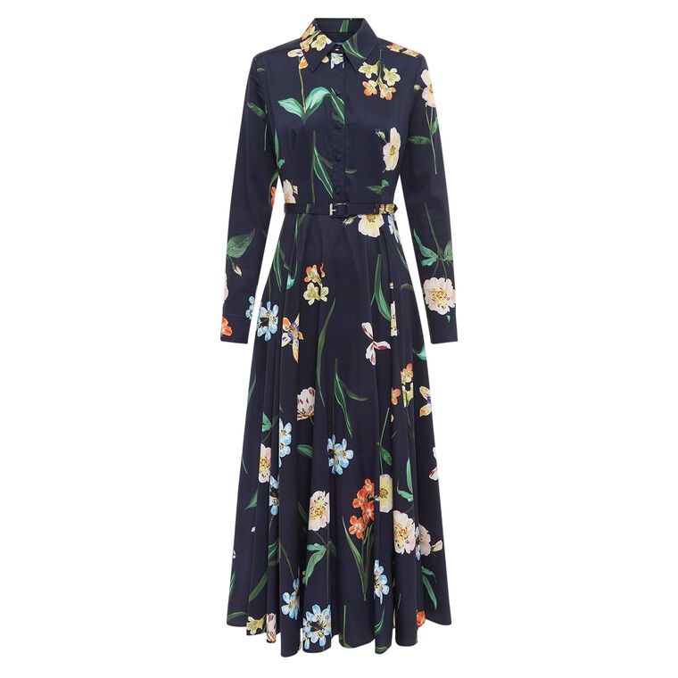 Zara Long Sleeve Belted Midi Shirtdress image number null