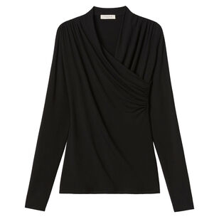 Nouveau Jersey Long Sleeve Ruched Wrap Front Top