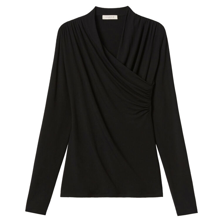 Nouveau Jersey Long Sleeve Ruched Wrap Front Top image number null