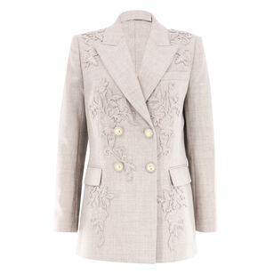Violet Embroidered Double-Breasted Jacket