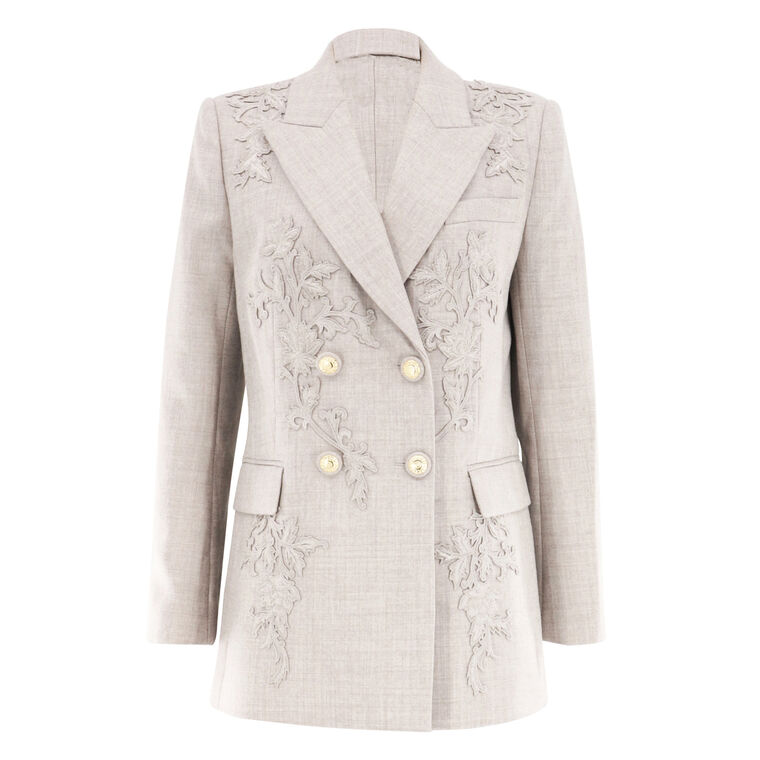 Violet Embroidered Double-Breasted Jacket image number null