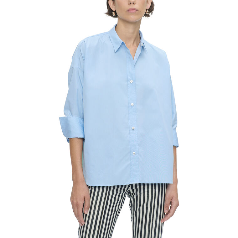 Sirene Poplin Button Front Silk Back Blouse image number null