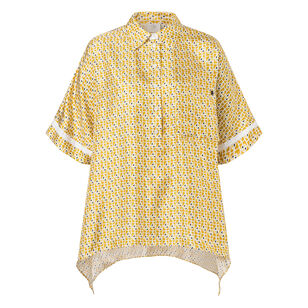 Elvira Short Sleeve Printed Silk Blouse