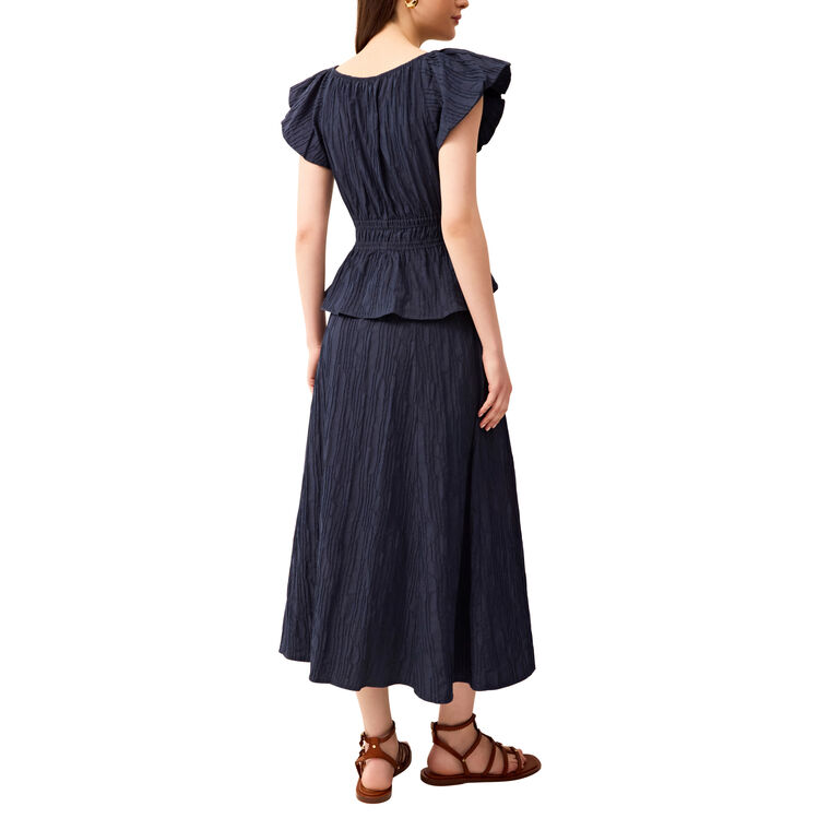 Sasha Textured Pull-On Midi Skirt image number null