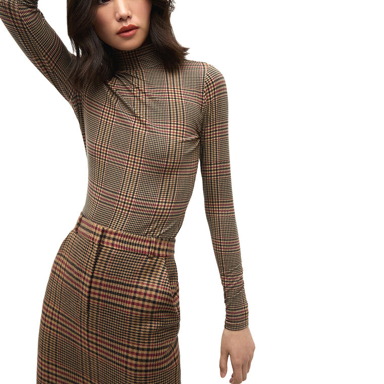 Nate Plaid Turtleneck Top image number null