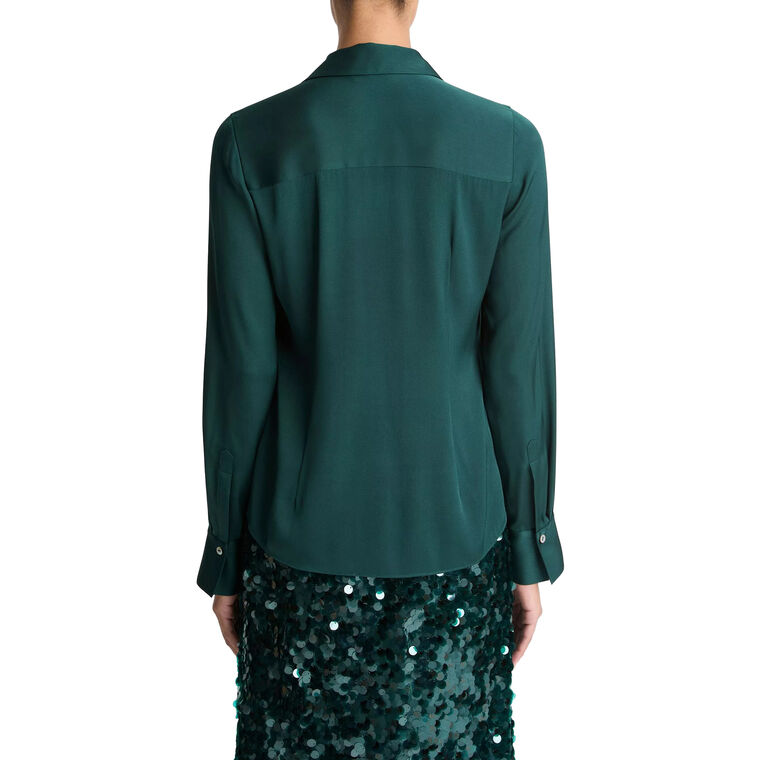 Slim Fit Classic Button-Front Blouse Shirt image number null