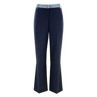 Poe Denim And Twill Wide-Leg Pants
