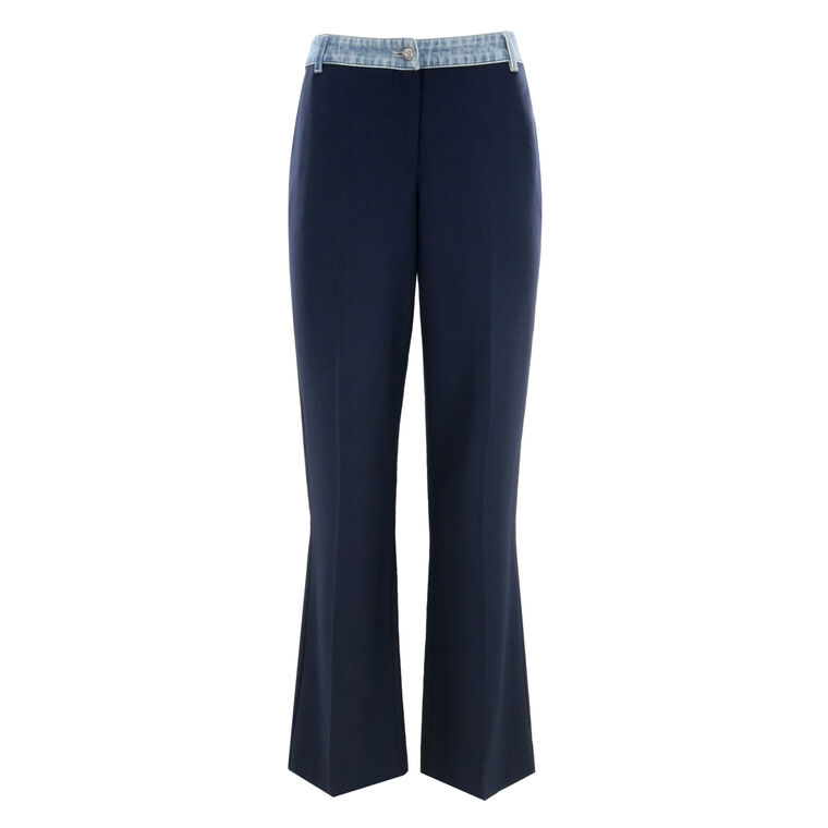 Poe Denim And Twill Wide-Leg Pants image number null