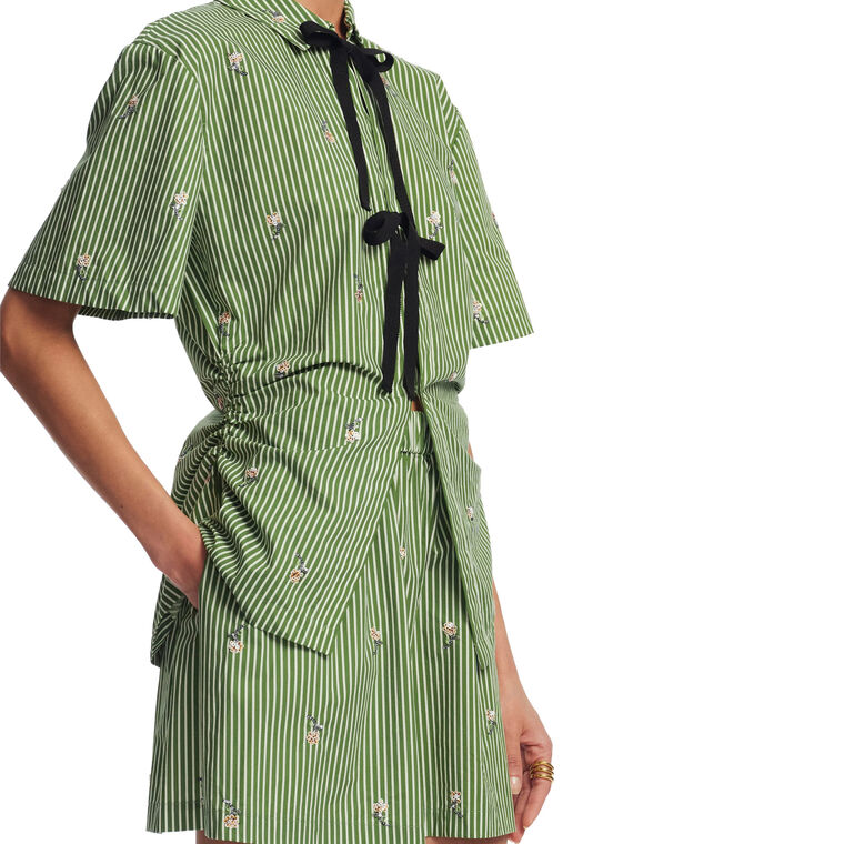 Embroidered Striped Cotton Short image number null