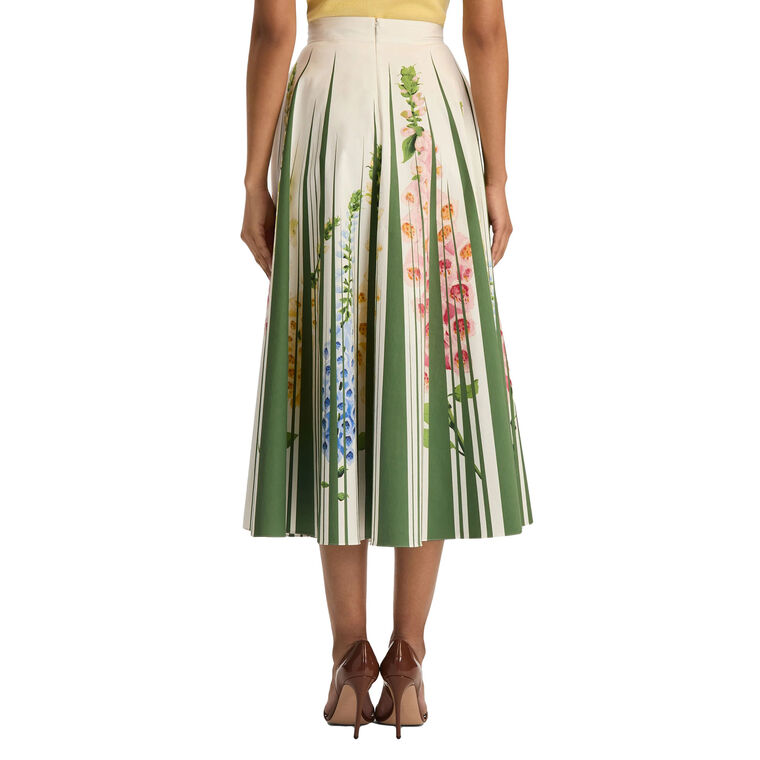 Foxglove Trompe L'oeil Cotton Poplin Midi Skirt image number null