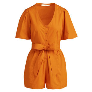 Devin Puff Sleeve Belted Romper