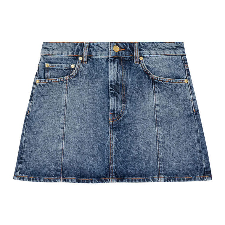 Sparkle Logo Denim Mini Skirt image number null
