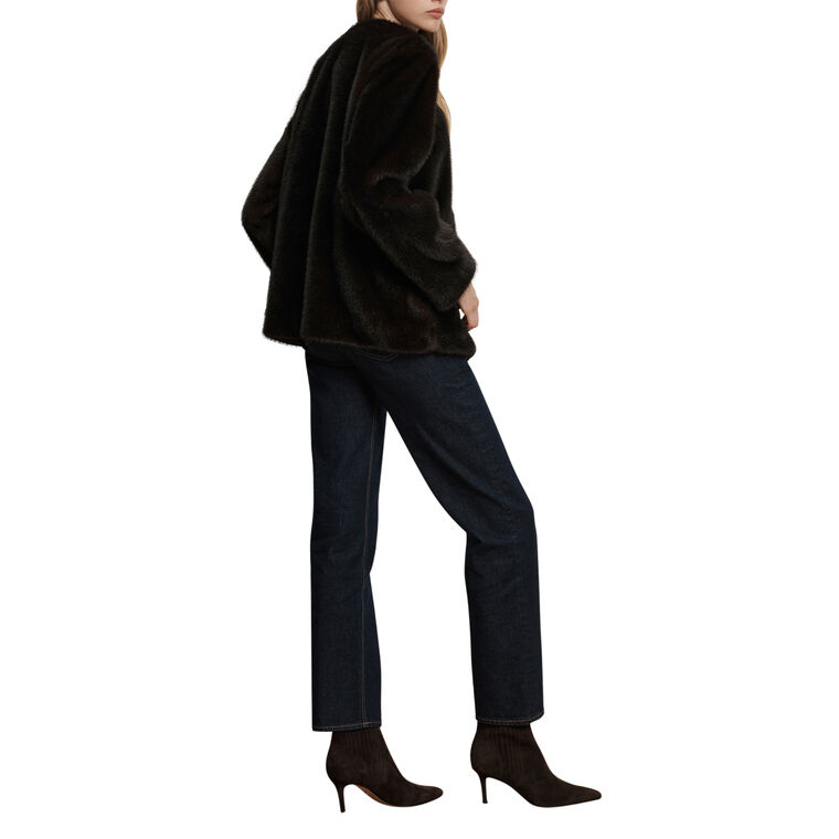 Griselda Collarless Faux Fur Coat image number null