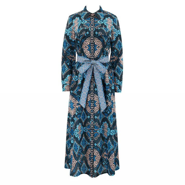 Bassa Belted Long Sleeve Midi Dress image number null