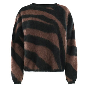 Brushed Zebra Cashmere Crewneck Sweater