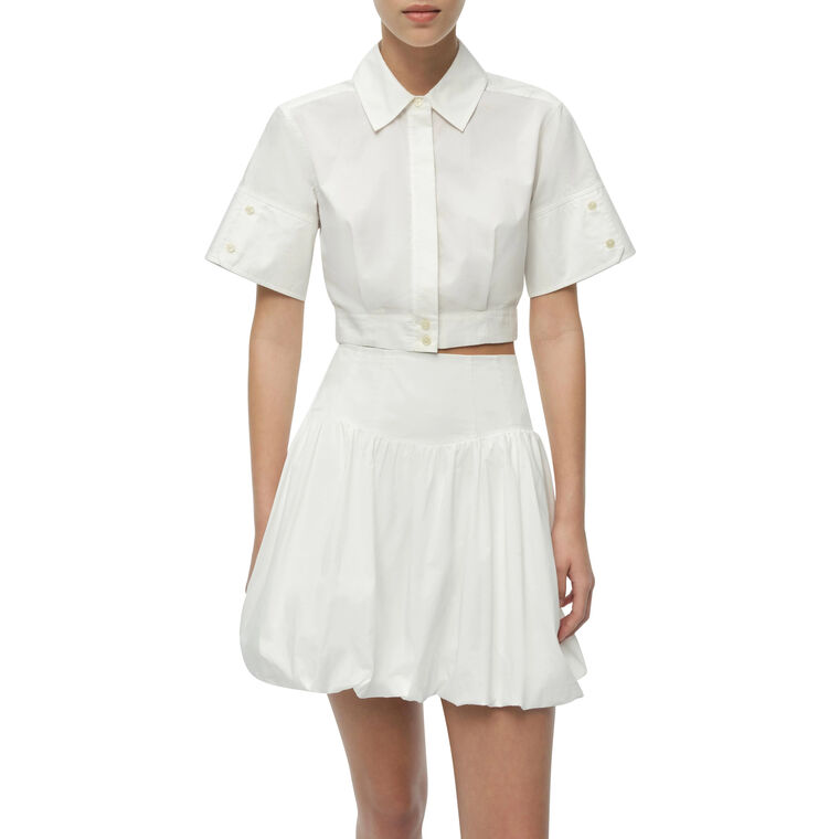 Sabrina Short Sleeve Poplin Crop Top image number null