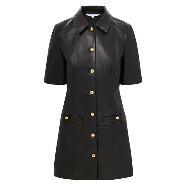 Paige Collared Leather Mini Dress image number null