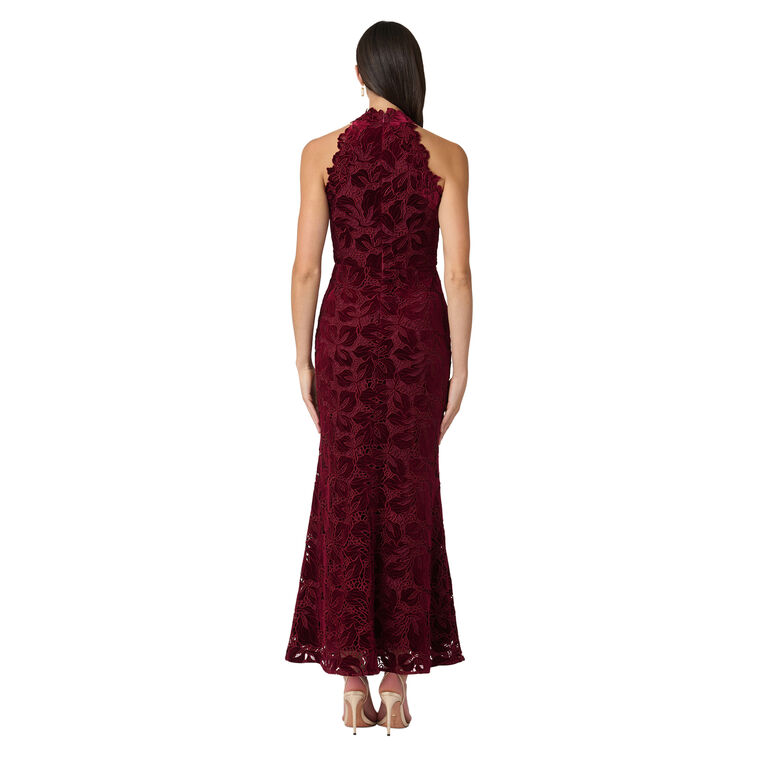 Vera Halterneck Velvet Lace Maxi Dress image number null