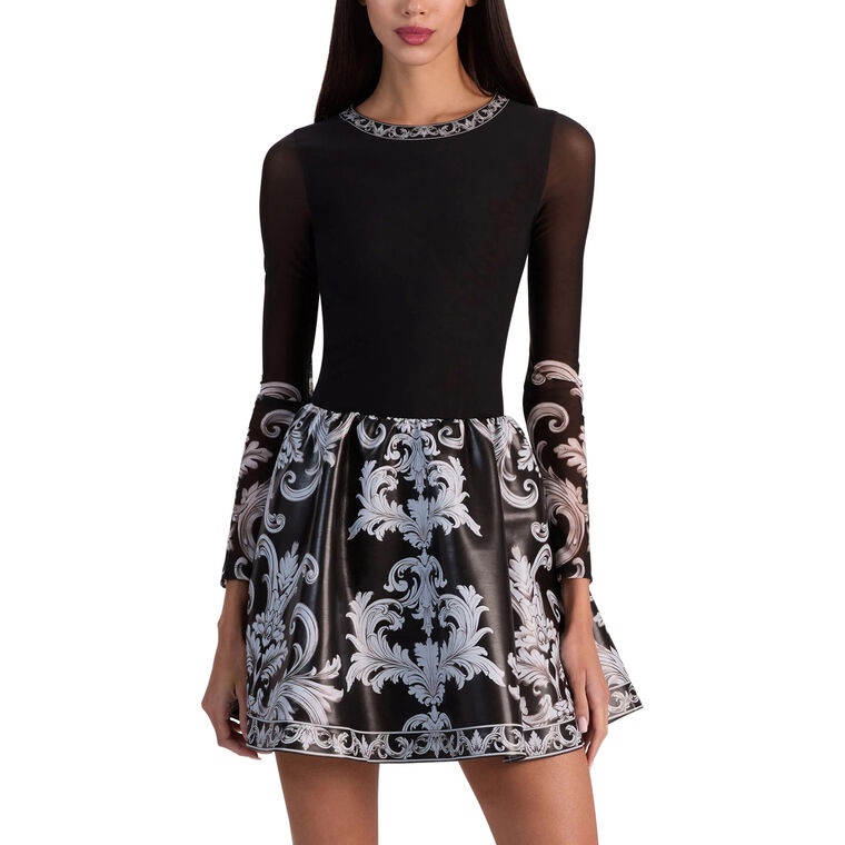 Chara Long Sleeve Vegan Leather Mini Dress image number null