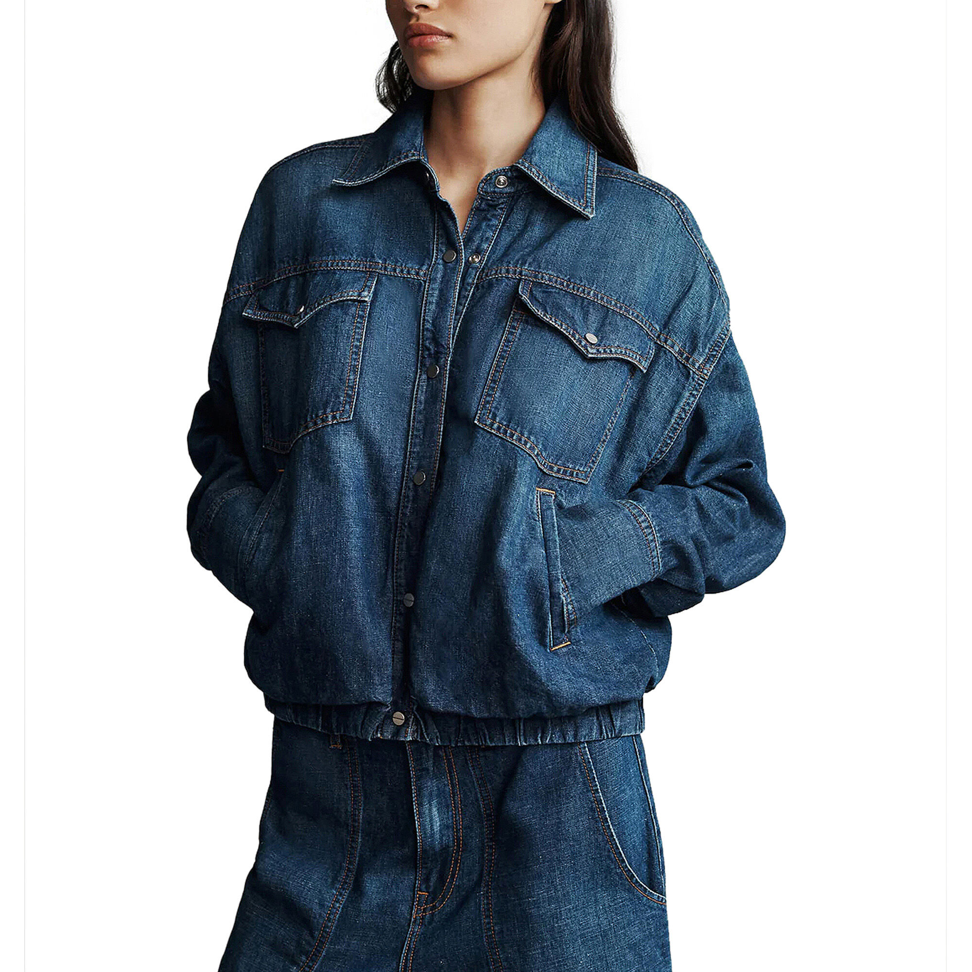 Denim bubble jacket sale