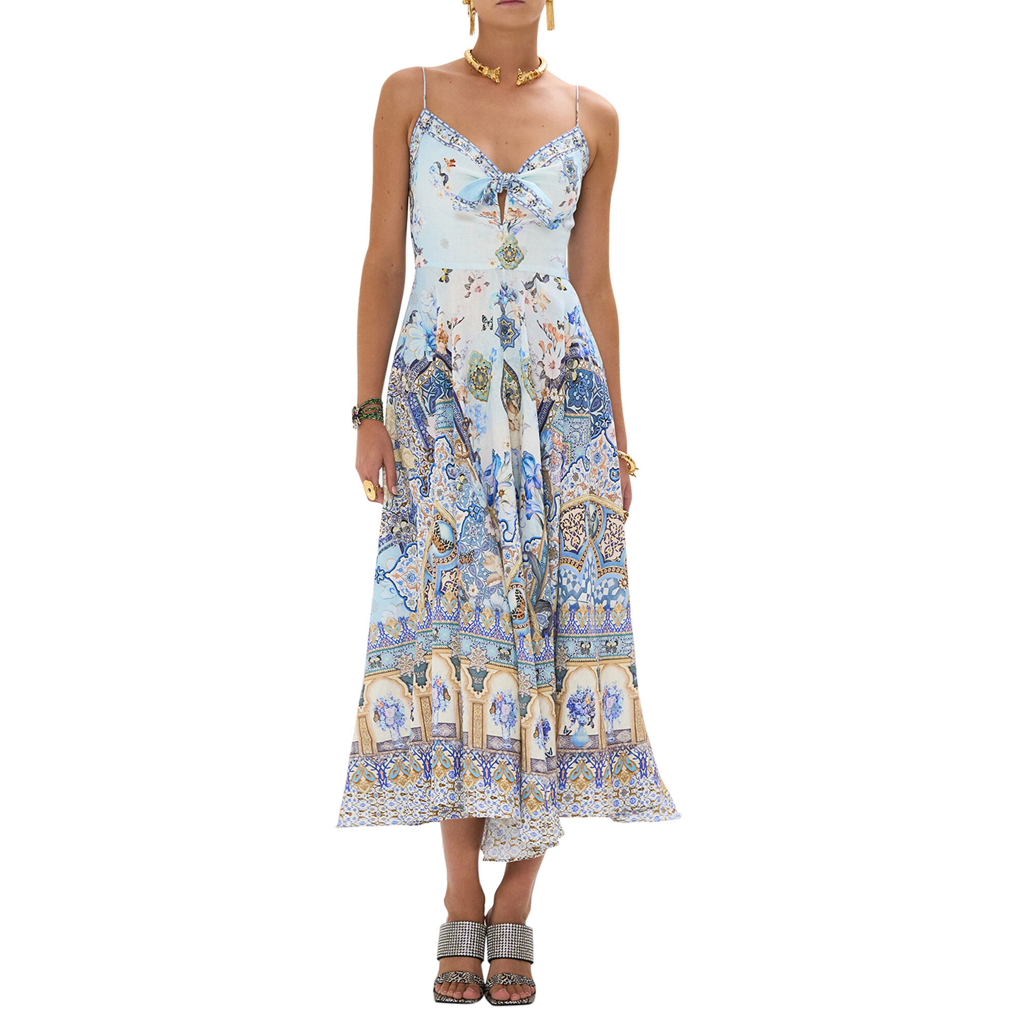 Camilla Long Dress With Tie Front | Tootsies