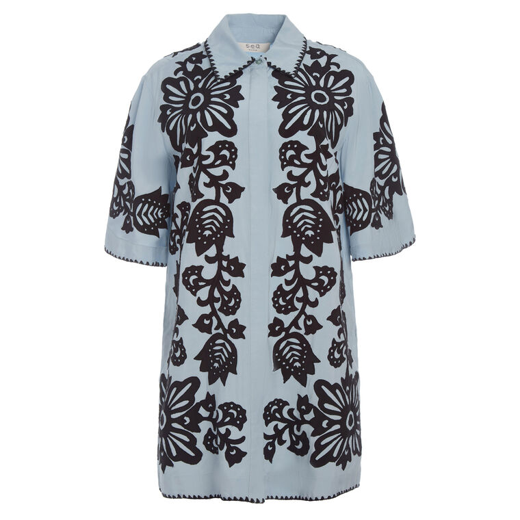 Liliana Short Sleeve Applique Mini Dress image number null