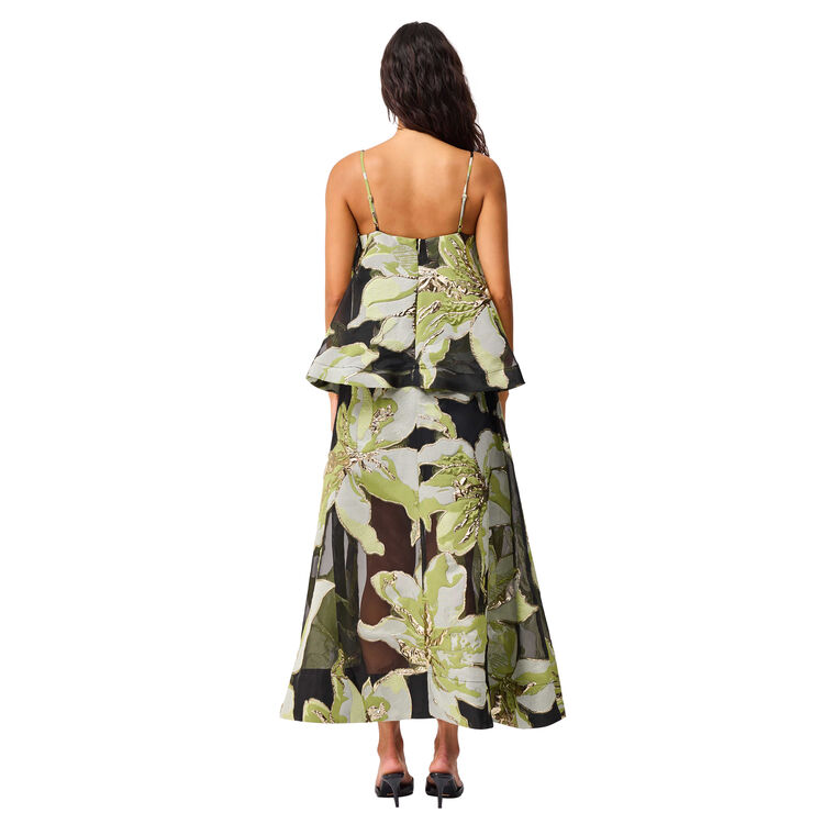Elysia Sleeveless Tiered Floral Jacquard Gown image number null