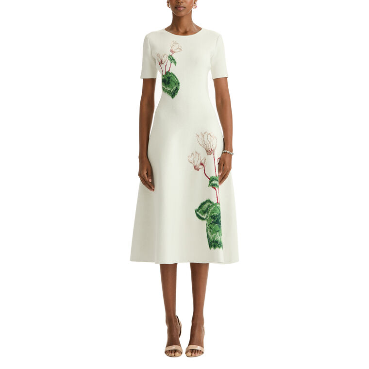 Cyclamen Short-Sleeve Midi Dress image number null