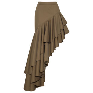 Cortes Asymmetrical Ruffle Maxi Skirt In Cotton Twill
