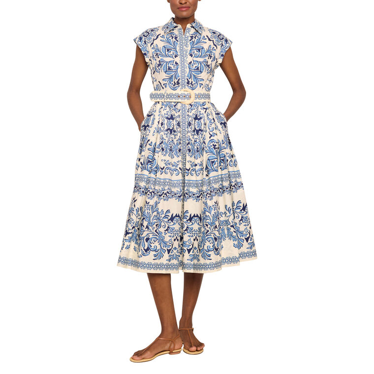 Octavia Short Sleeve Belted Midi Dress image number null