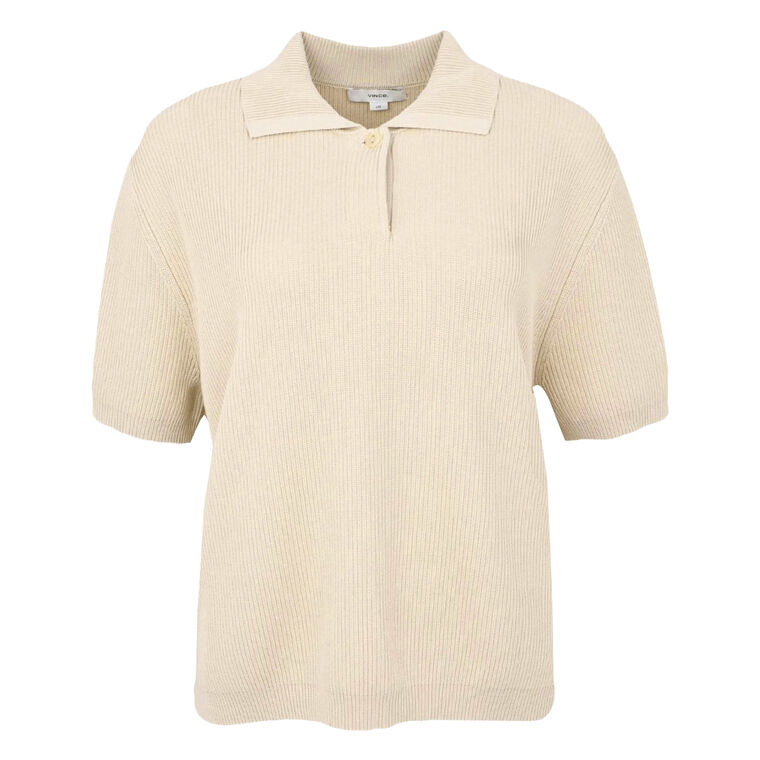 Ribbed Short Sleeve Polo Sweater image number null
