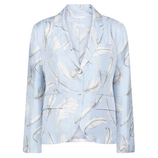 Feather Printed Silk Twill High Armhole Sportcoat