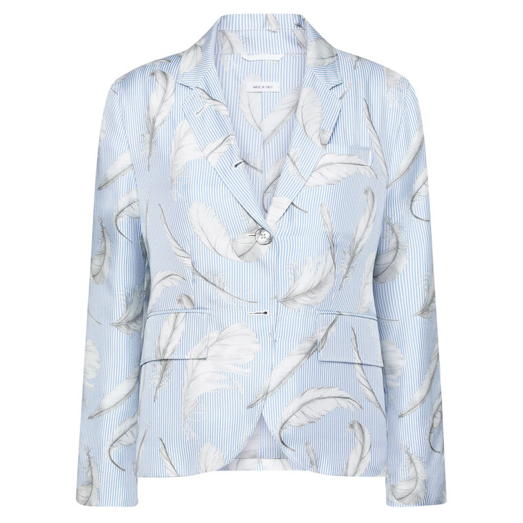 Feather Printed Silk Twill High Armhole Sportcoat image number null