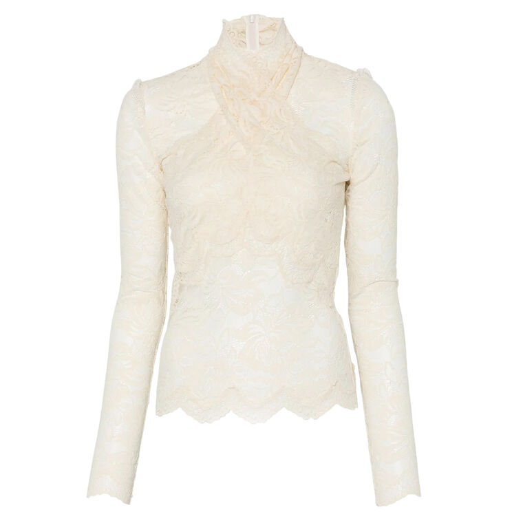 Long Sleeve Lace Turtleneck Top image number null