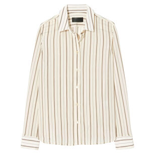 Gaia Long Sleeve Slim Button-Up Silk Shirt