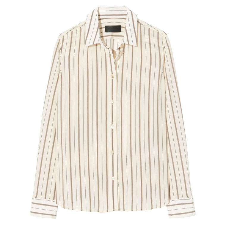 Gaia Long Sleeve Slim Button-Up Silk Shirt image number null