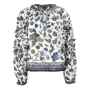Azrou Floral Long-Sleeve Ruffle Blouse
