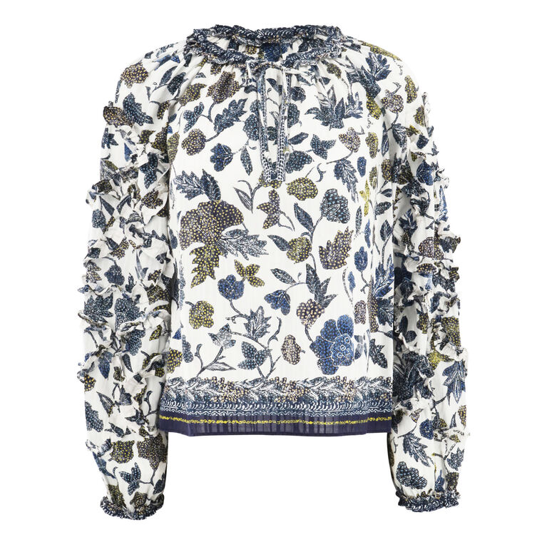 Azrou Floral Long-Sleeve Ruffle Blouse image number null