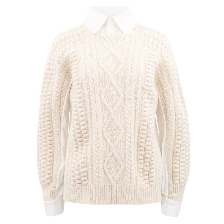 Leni Fisherman Cable Combo Sweater image number null