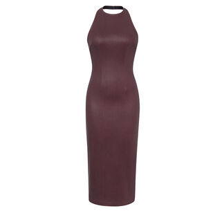 Esme Coated Denim Halterneck Midi Dress