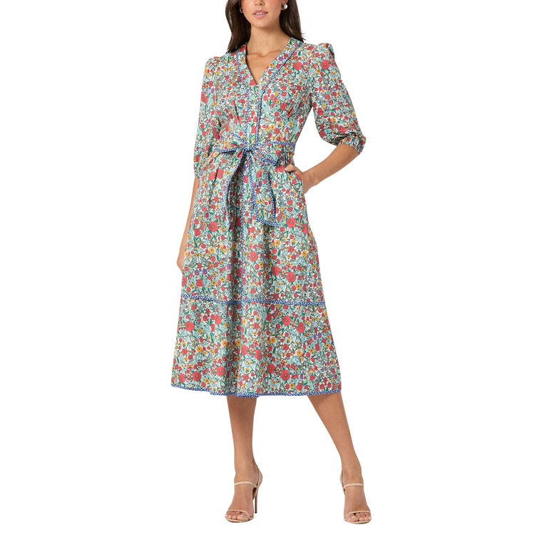 Highland 3/4 Sleeve Belted Midi Dress image number null