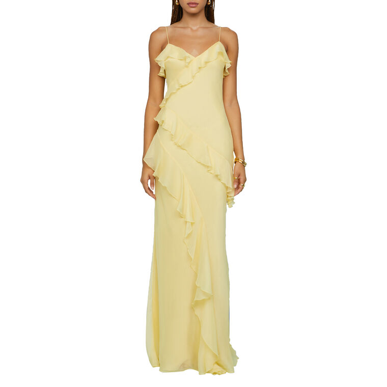 Sophia Sleeveless Chiffon Ruffle Gown image number null