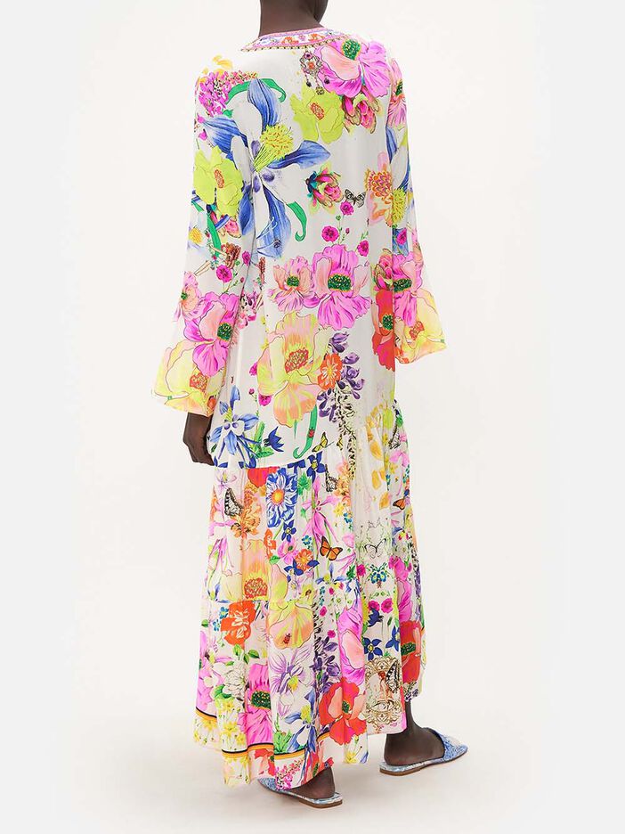 Lace Up Dress With Tiered Hem image number null