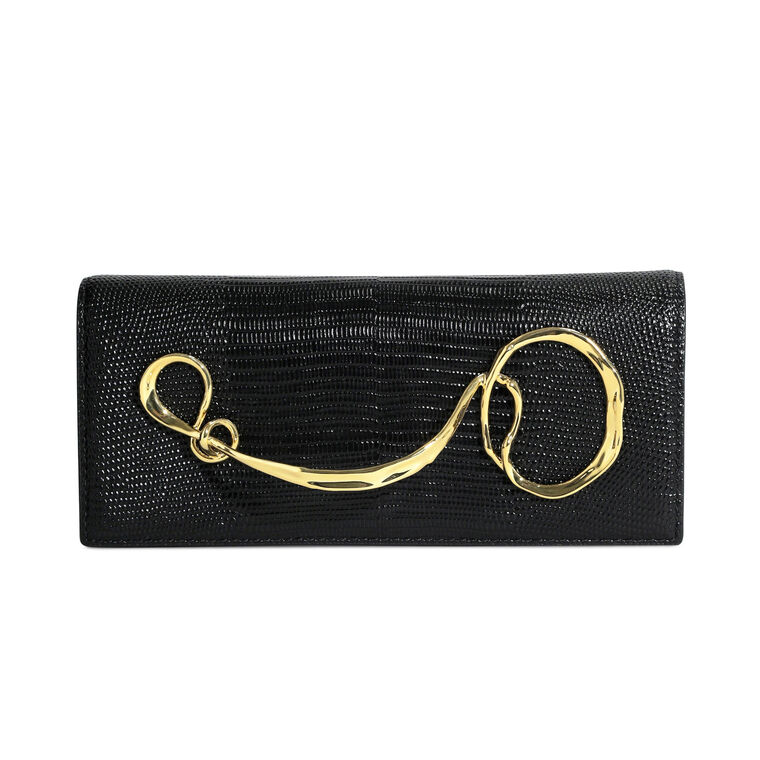Twisted Gold Side Handle Clutch Purse image number null