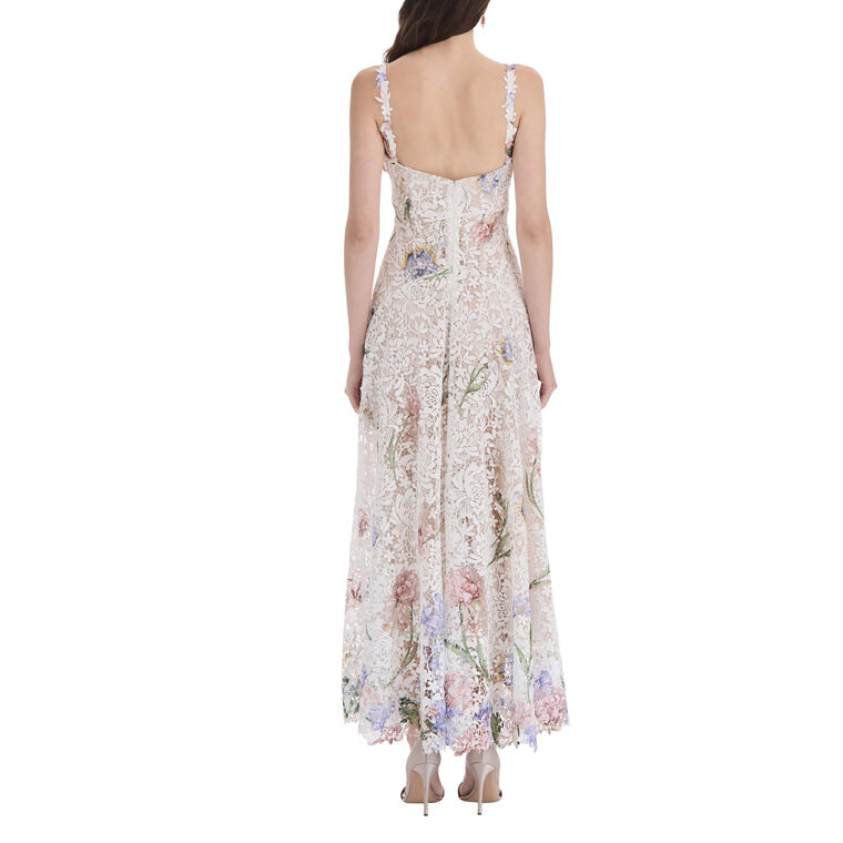 Sleeveless Large Iris Degrade Printed Lace Day Dress image number null