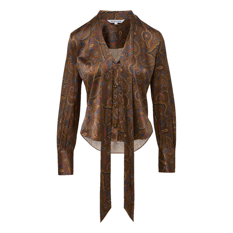 Francine Long Sleeve Tie-Neck Blouse image number null