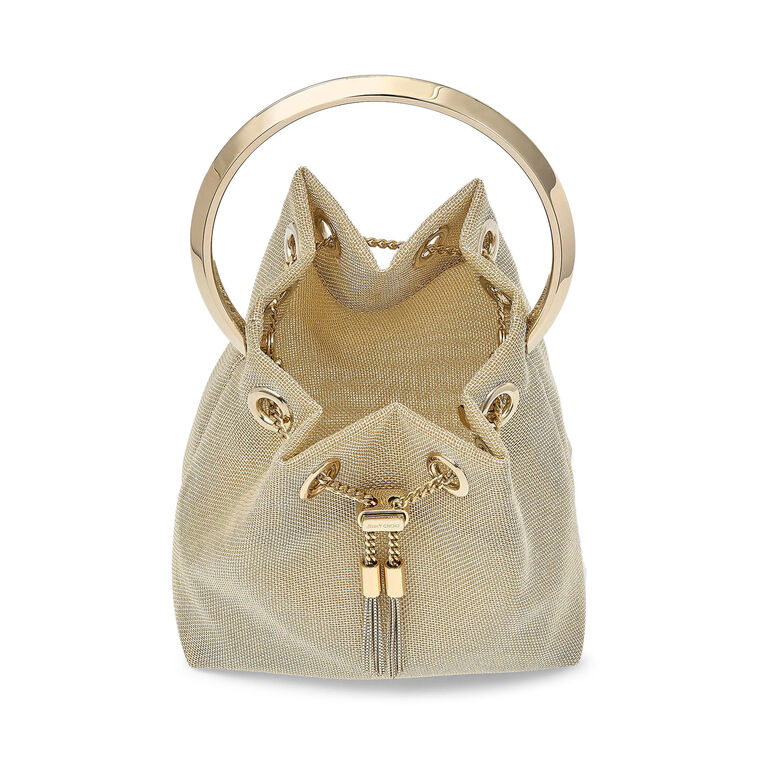 Metallic Mesh Bon Bon Clutch With Metal Handle image number null