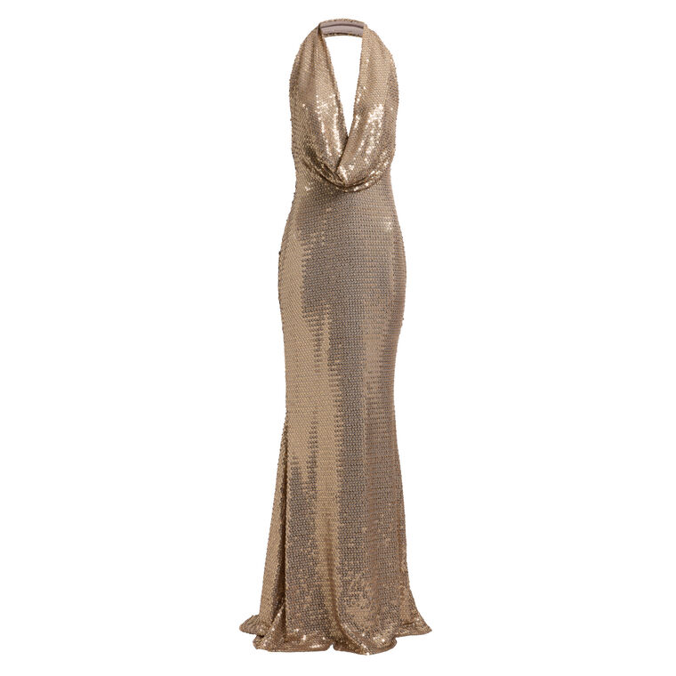 Sequined Jersey Long Dress image number null