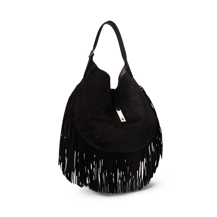 Large Suede Fringe Shoulder Bag image number null