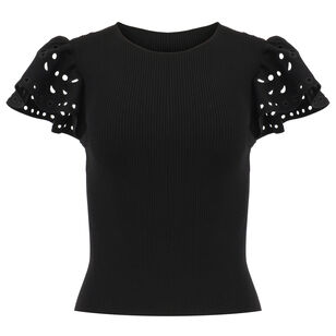 Edith Ruffle Sleeve Knit Top